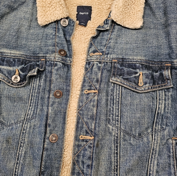 GAP  Sherpa Lined Denim Trucker Jacket Unisex - Picture 3 of 10